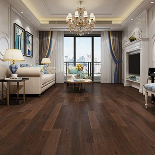 Asian Walnut Solid Hardwood Floor Hand Scraped Dusky