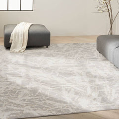 Calvin Klein Modern Abstract Rectangle Area Rug Rush Grey Ivory CK956 Made in Turkey