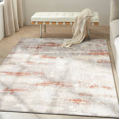 Calvin Klein Modern Abstract Rectangle Area Rug Rush Ivory Multicolor CK951 Made in Turkey