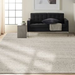 Calvin Klein Beach Rectangle Area Rug Textured Dots Sliver Made in India