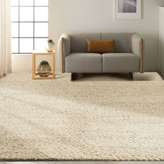 Calvin Klein Contemporary Solid Rectangle Area Rug Riverstone Ivory Made in India