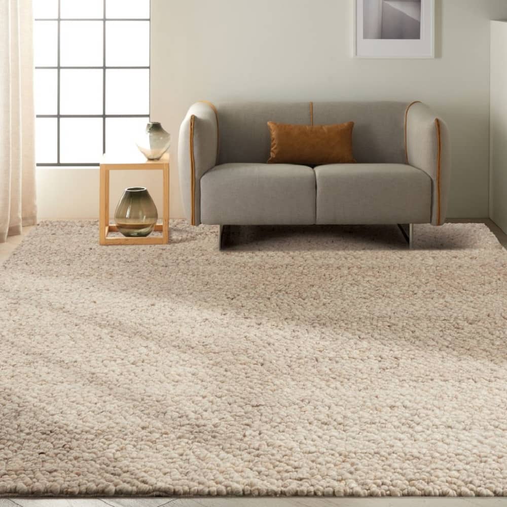 Calvin Klein Contemporary Solid Rectangle Area Rug Riverstone Mocha Made in India
