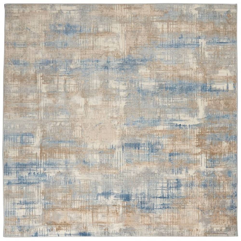 Calvin Klein Modern Abstract Rectangle Area Rug Rush Blue Beige CK951 Made in Turkey