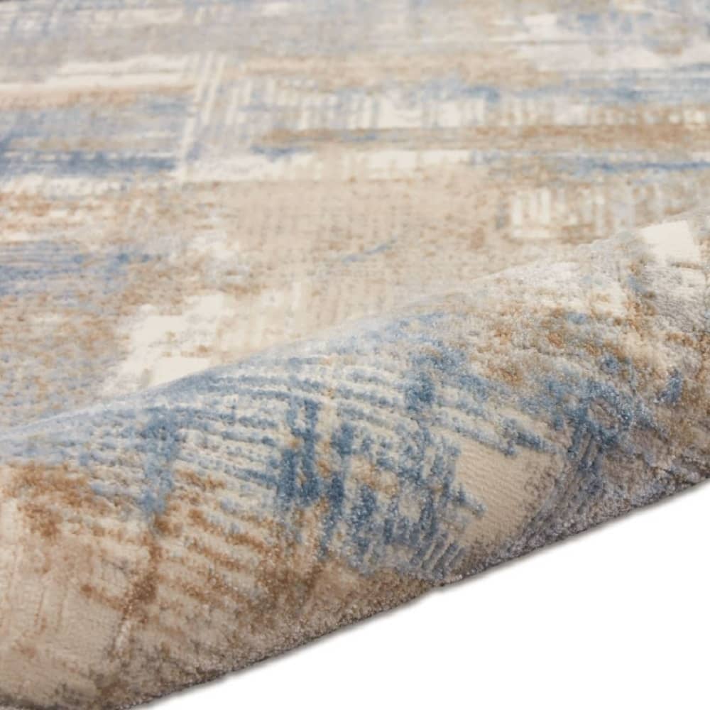 Calvin Klein Modern Abstract Rectangle Area Rug Rush Blue Beige CK951 Made in Turkey