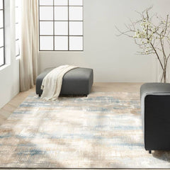 Calvin Klein Modern Abstract Rectangle Area Rug Rush Blue Beige CK951 Made in Turkey