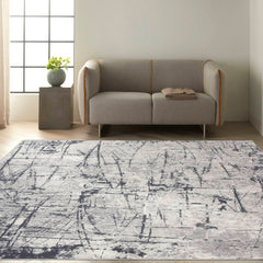 Calvin Klein Modern Abstract Rectangle Area Rug Vapor Ivory Grey CK972 Made In Turkey