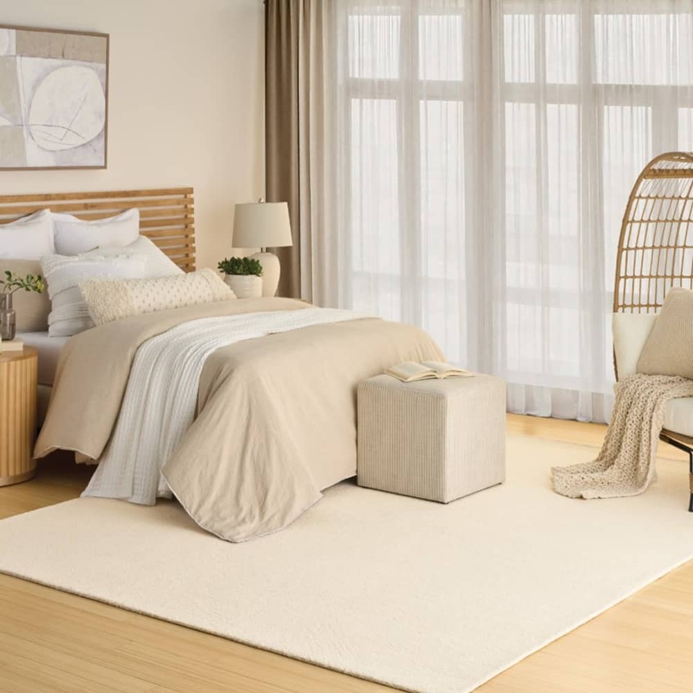 DKNY Modern Geometric Pattern Area Rug Pure Angles Ivory Made in India