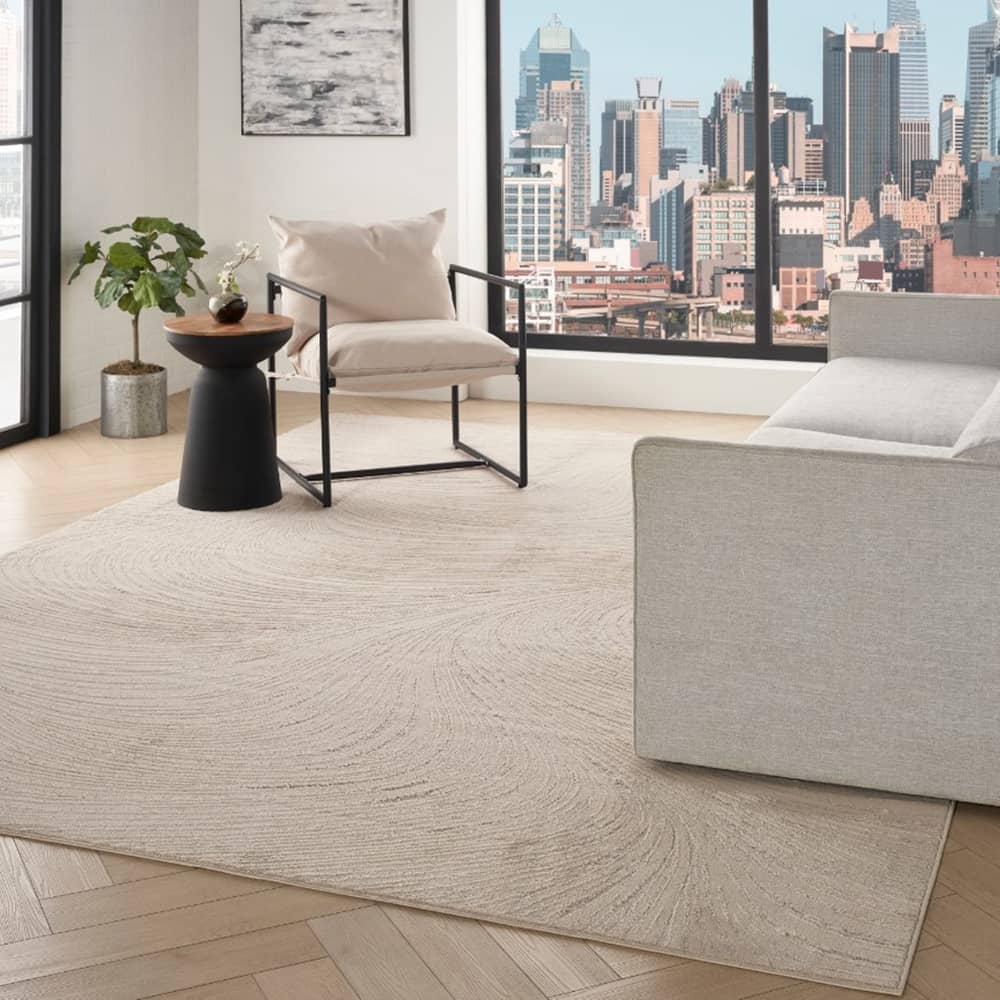 DKNY Stylish Abstract Rectangle Area Rug Central Park West Beige Made in Turkey