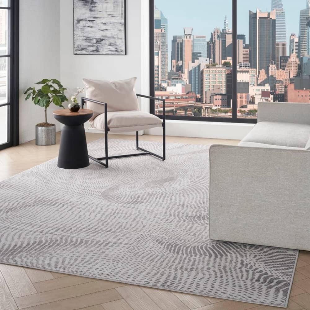 DKNY Stylish Abstract Rectangle Area Rug Central Park West Grey Made in Turkey