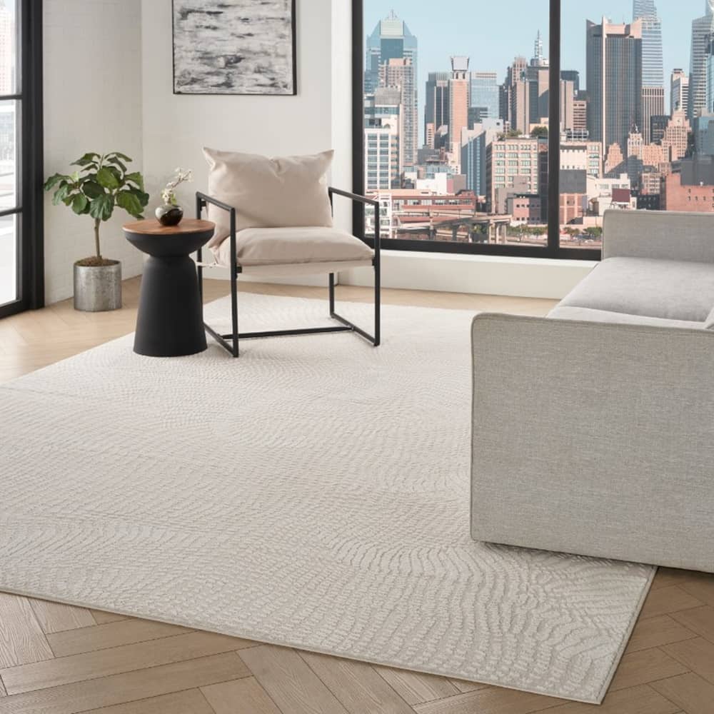 DKNY Stylish Abstract Rectangle Area Rug Central Park West Ivory Made in Turkey