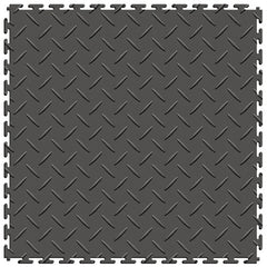 Perfection Diamond Plate Luxury Vinyl Tile Floating Floor Dark Grey