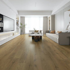 Enchanted European Oak Engineered Wide Plank Hardwood Floor Bedrock Room