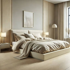 Essentials Water-Resistant Beige Laminate Floor Floating Floor Cloudbank - ESS11M_127 Bedroom