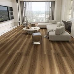 Essentials Water-Resistant Brown Laminate Floor Floating Floor Morning Haze 9″ ESS11M-328 Room