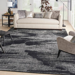 Michael Amini Modern Abstract Rectangle Area Rug Ma30 Star Black Ivory SMR02 Made In India