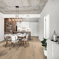Mullican Stylish Engineered European White Oak Hardwood Floor Castillian Premier Boardwalk Room