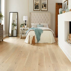 Mullican Stylish Engineered European White Oak Hardwood Floor Castillian Premier Monroe Bisque Room
