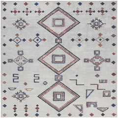 Nicole Curtis Bohemian Diamond Rectangle Area Rug Machine Washable Ivory Multicolor SR108 Made In Turkey