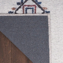 Nicole Curtis Bohemian Diamond Rectangle Area Rug Machine Washable Ivory Multicolor SR108 Made In Turkey