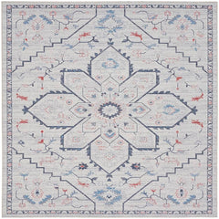 Nicole Curtis Farmhouse Persian Rectangle Area Rug Machine Washable Ivory Blue SR110 Made In Turkey