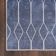 Nicole Curtis Modern Geometric Rectangle Area Rug Machine Washable Navy SR107 Made In Turkey