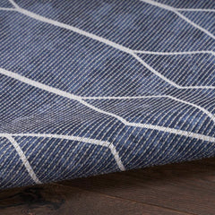 Nicole Curtis Modern Geometric Rectangle Area Rug Machine Washable Navy SR107 Made In Turkey