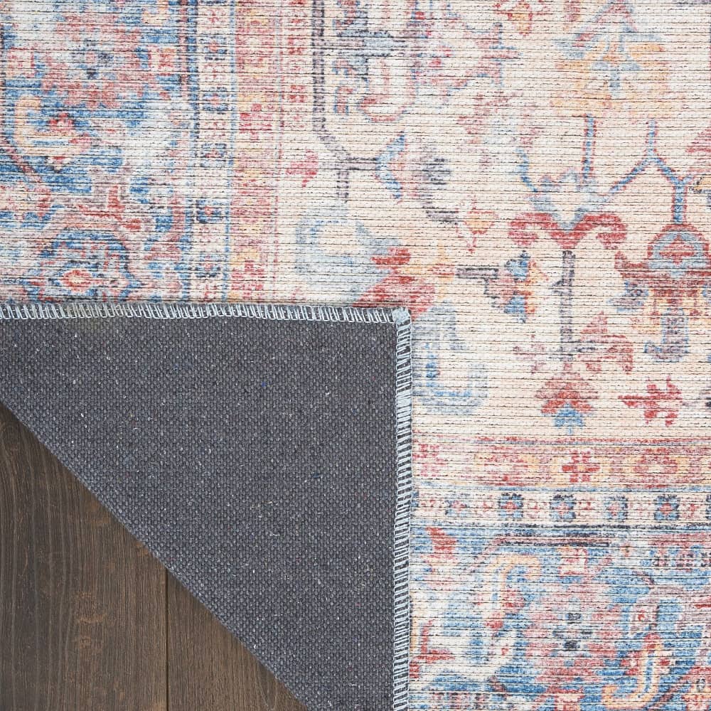Nicole Curtis Vintage Persian Rectangle Area Rug Machine Washable Blue Multicolor SR104 Made In Turkey