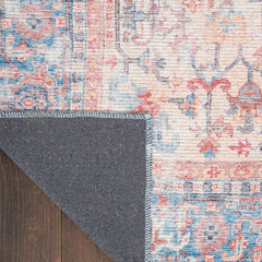 Nicole Curtis Vintage Persian Rectangle Area Rug Machine Washable Blue Multicolor SR104 Made In Turkey