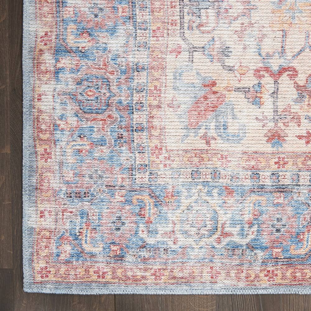 Nicole Curtis Vintage Persian Rectangle Area Rug Machine Washable Blue Multicolor SR104 Made In Turkey