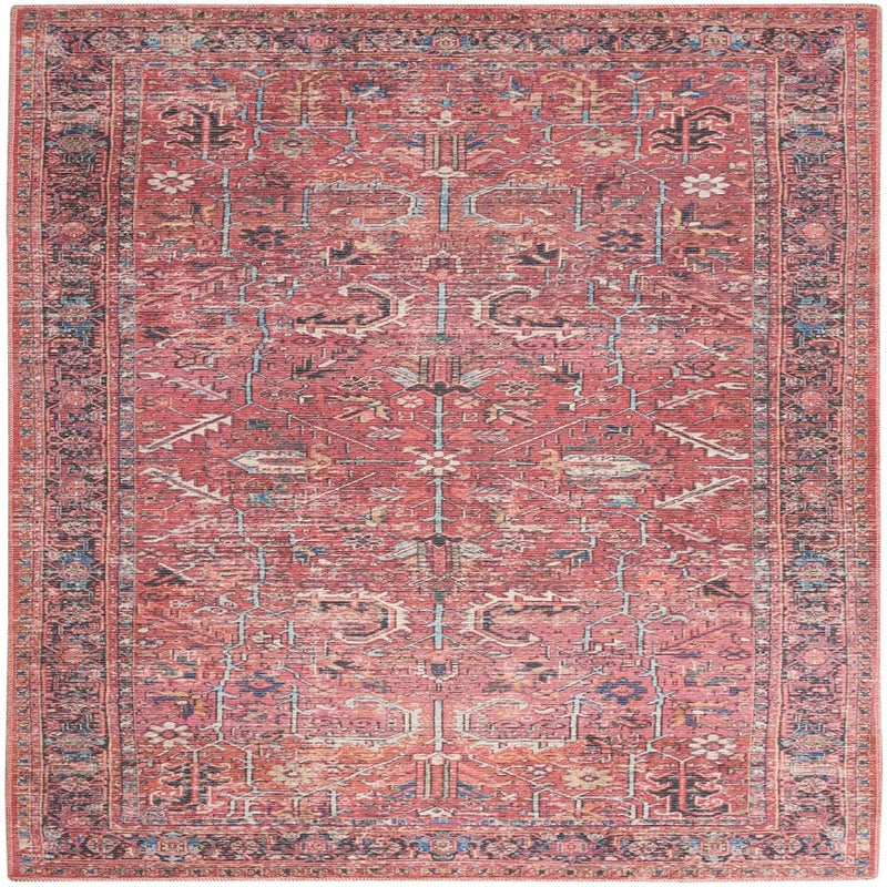Nicole Curtis Vintage Persian Rectangle Area Rug Machine Washable Brick SR102 Made In Turkey