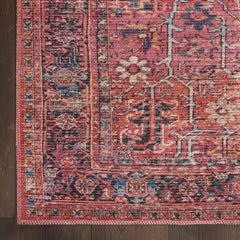 Nicole Curtis Vintage Persian Rectangle Area Rug Machine Washable Brick SR102 Made In Turkey