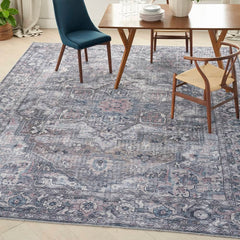 Nicole Curtis Vintage Persian Rectangle Area Rug Machine Washable Grey SR101 Made In Turkey