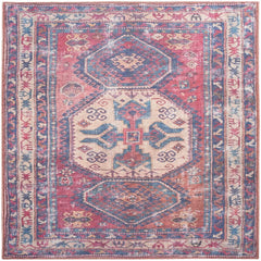 Nicole Curtis Vintage Tribal Rectangle Area Rug Machine Washable Red SR105 Made In Turkey