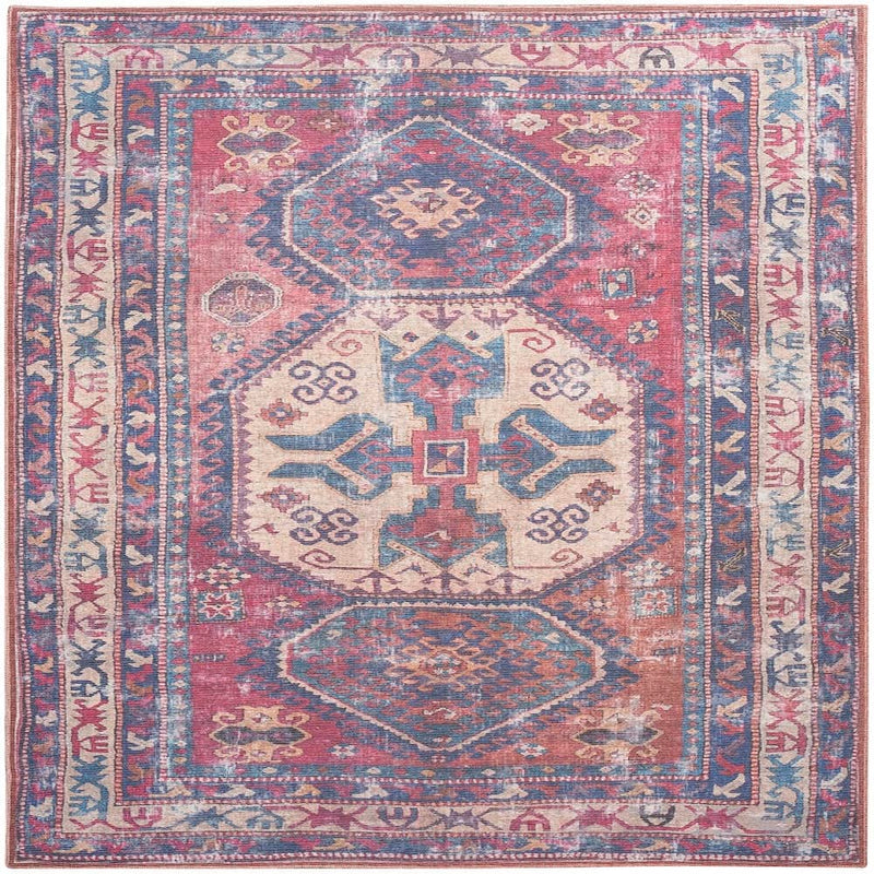 Nicole Curtis Vintage Tribal Rectangle Area Rug Machine Washable Red SR105 Made In Turkey