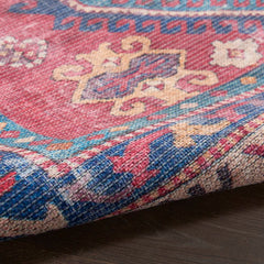 Nicole Curtis Vintage Tribal Rectangle Area Rug Machine Washable Red SR105 Made In Turkey