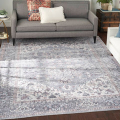Nicole Curtis Vintage Persian Rectangle Area Rug Machine Washable Grey SR104 Made In Turkey