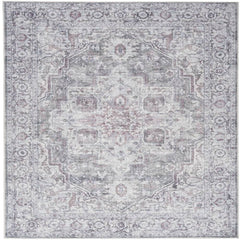 Nicole Curtis Vintage Persian Rectangle Area Rug Machine Washable Ivory Grey SR101 Made In Turkey