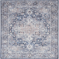 Nicole Curtis Vintage Persian Rectangle Area Rug Machine Washable Ivory Navy SR101 Made In Turkey