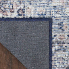 Nicole Curtis Vintage Persian Rectangle Area Rug Machine Washable Ivory Navy SR101 Made In Turkey
