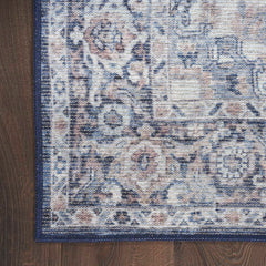 Nicole Curtis Vintage Persian Rectangle Area Rug Machine Washable Ivory Navy SR101 Made In Turkey