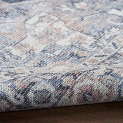 Nicole Curtis Vintage Persian Rectangle Area Rug Machine Washable Ivory Navy SR101 Made In Turkey
