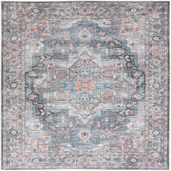 Nicole Curtis Vintage Persian Rectangle Area Rug Machine Washable Light Blue Multicolor SR101 Made In Turkey