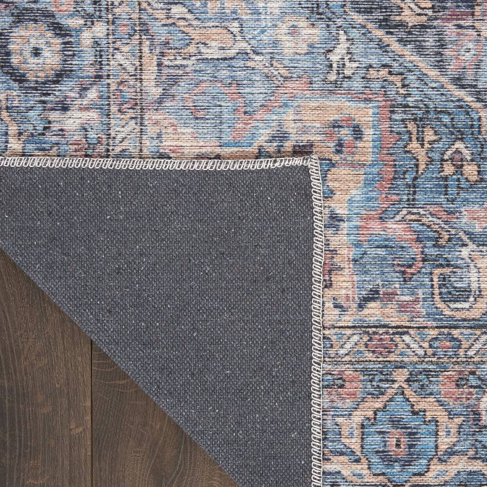 Nicole Curtis Vintage Persian Rectangle Area Rug Machine Washable Light Blue Multicolor SR101 Made In Turkey