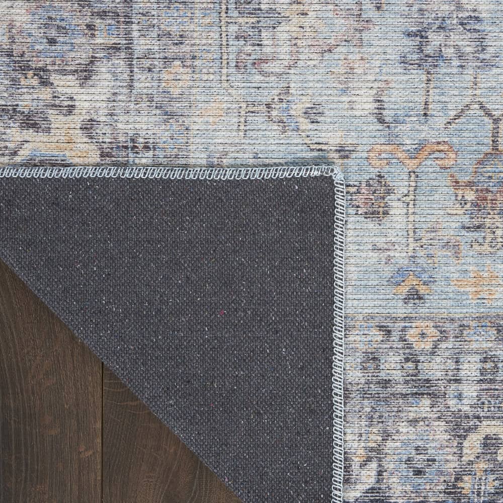 Nicole Curtis Vintage Persian Rectangle Area Rug Machine Washable Light Grey Blue SR104 Made In Turkey