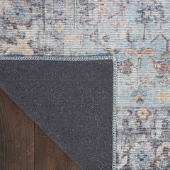 Nicole Curtis Vintage Persian Rectangle Area Rug Machine Washable Light Grey Blue SR104 Made In Turkey