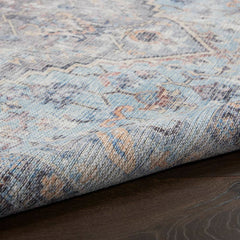 Nicole Curtis Vintage Persian Rectangle Area Rug Machine Washable Light Grey Blue SR104 Made In Turkey