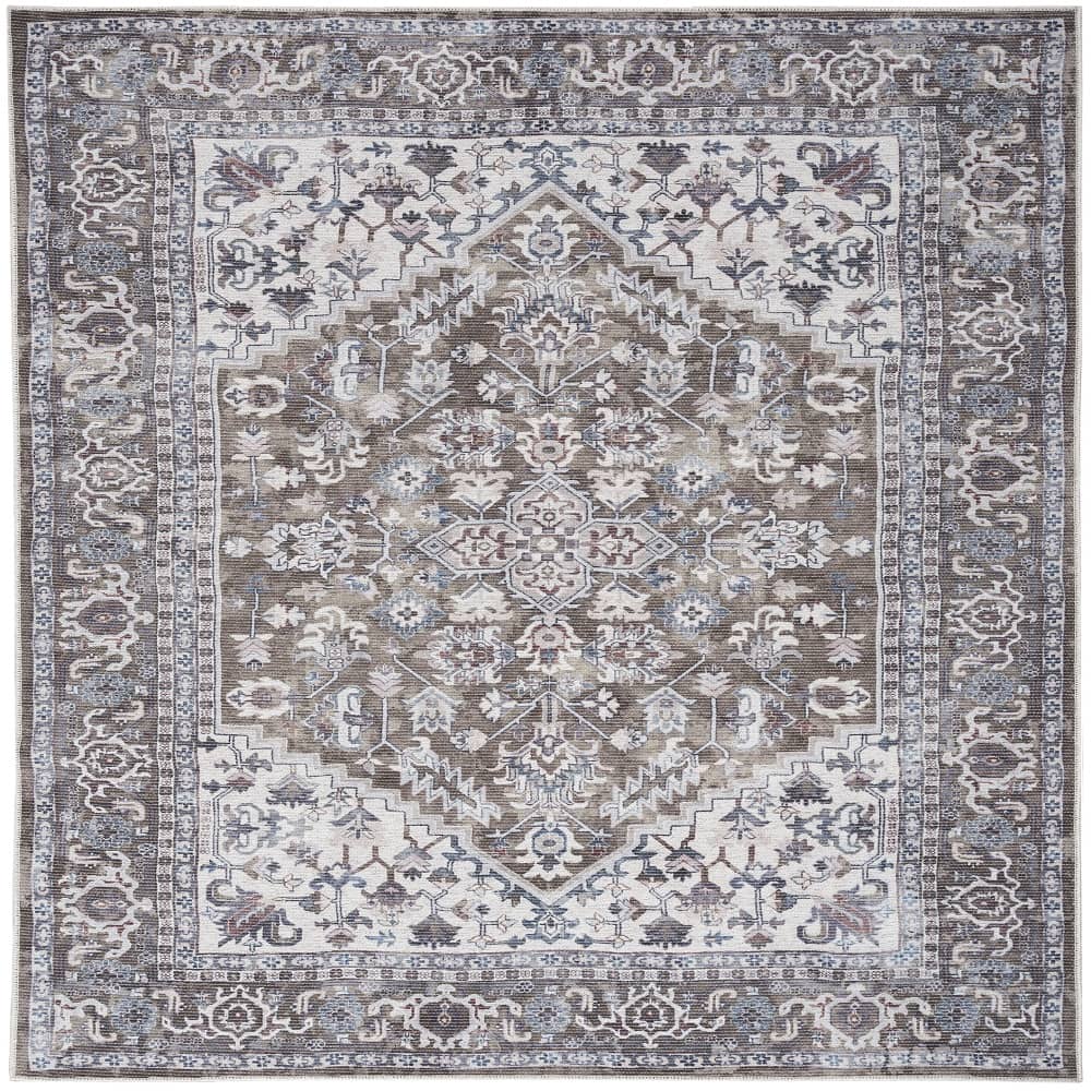 Nicole Curtis Vintage Persian Rectangle Area Rug Machine Washable Olive Ivory SR104 Made In Turkey
