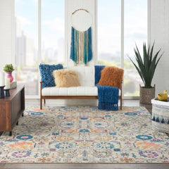 Nourison Bohemian Floral Rectangle Area Rug Passion Ivory Multicolor PSN01 Made In Turkey