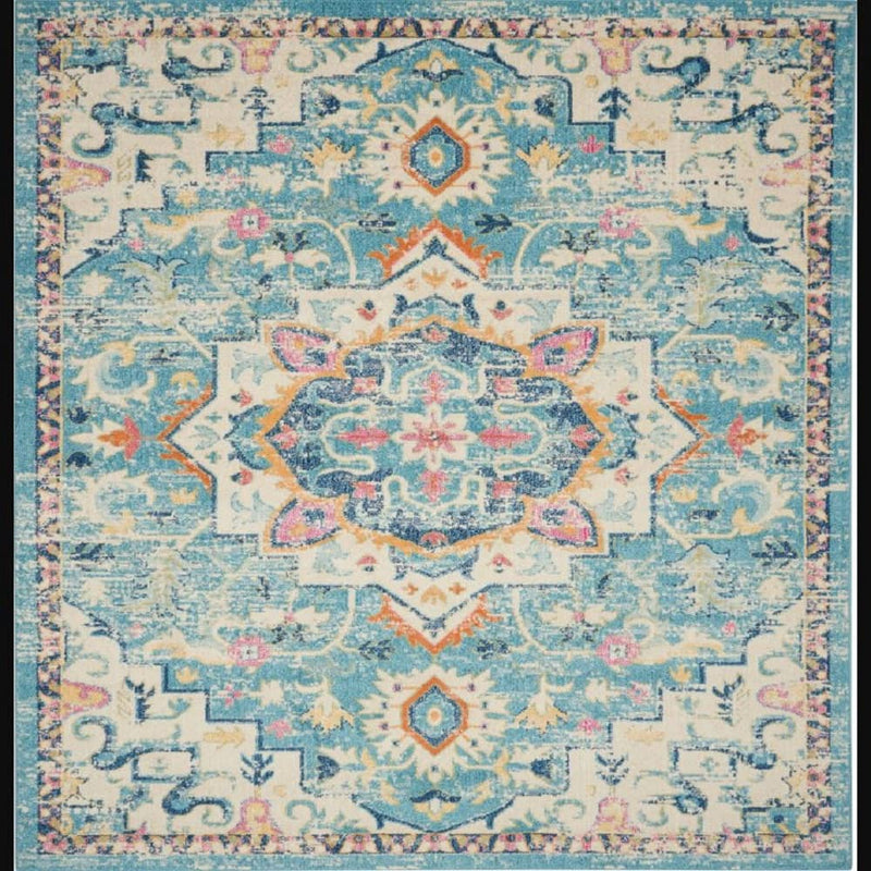 Nourison Bohemian Persian Rectangle Area Rug Passion Ivory Light Blue PSN25 Made In Turkey