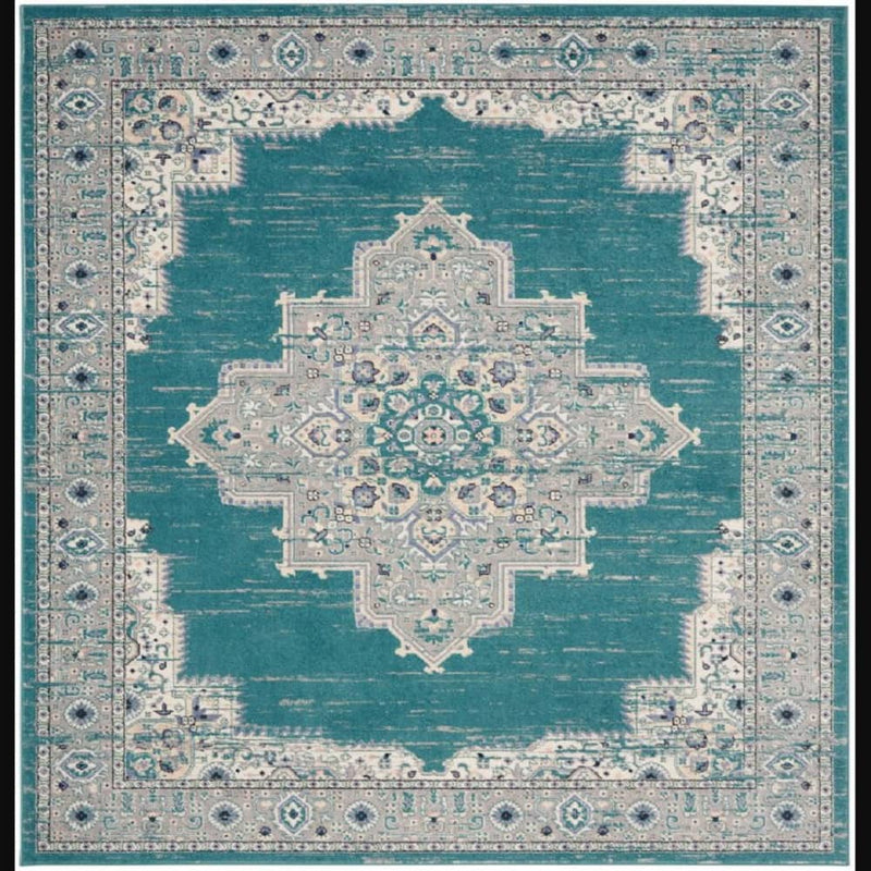 Nourison Bohemian Persian Rectangle Area Rug Passion Turquoise Grey PSN03 Made In Turkey